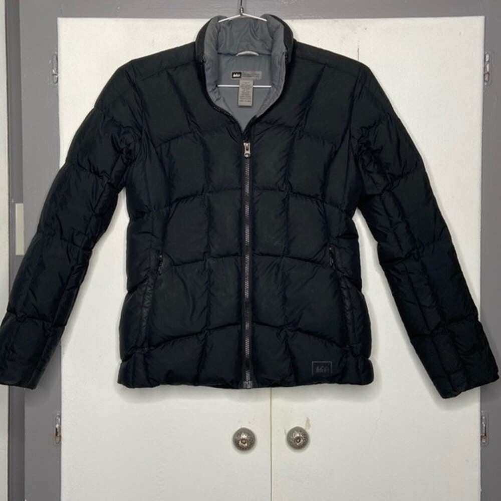 REI Womens Goose Down Puffer Jacket Size XS Black Outdoors Snow Hiking